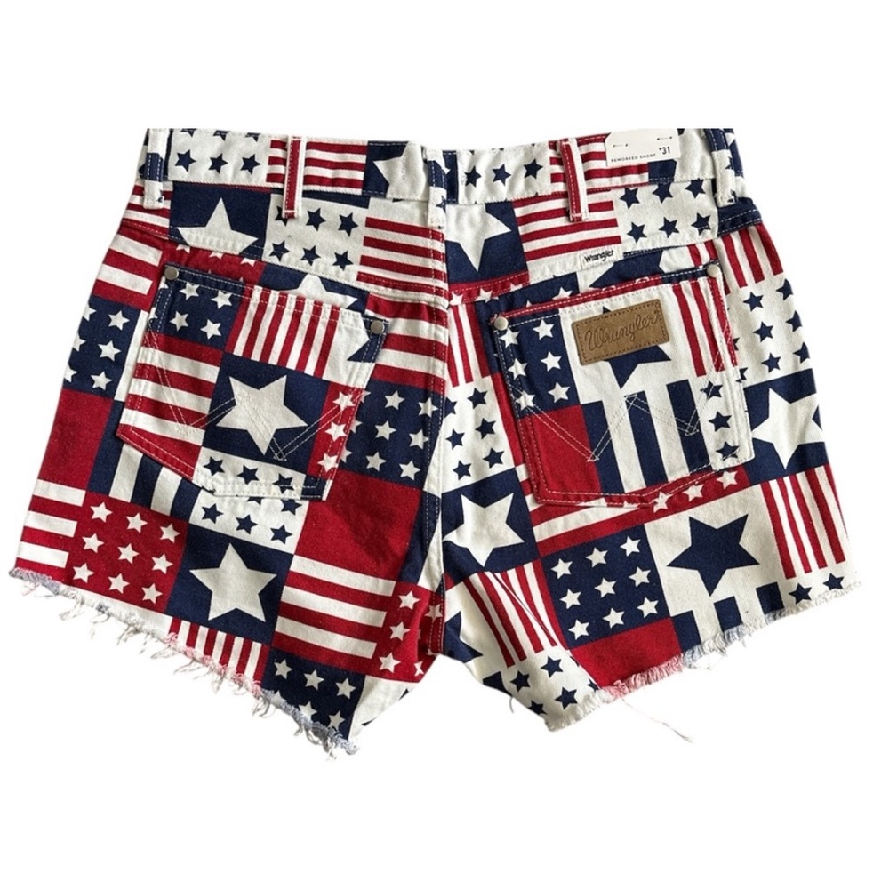 Wrangler Reworked shorts Red, White, and Blue Star-Patterned Jean Shorts